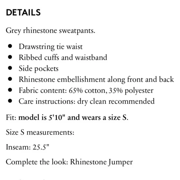 CYNTHIA ROWLEY Rhinestone Embellished Grey Sweatpants - Picture 13 of 15